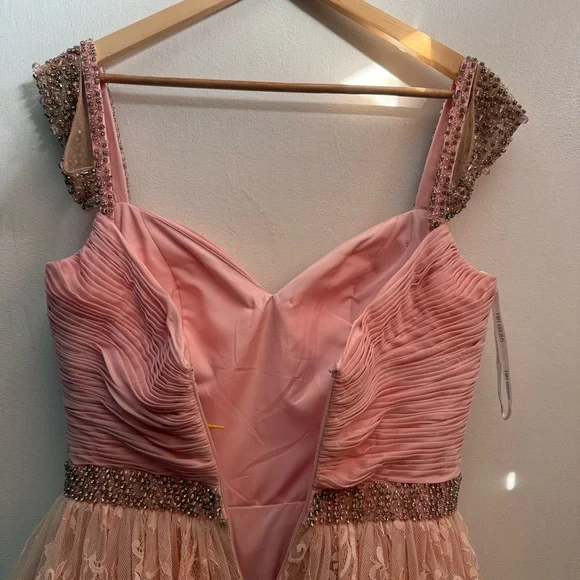 Sherri Hill Blush Pink /Orange Beaded Ballgown Size 10